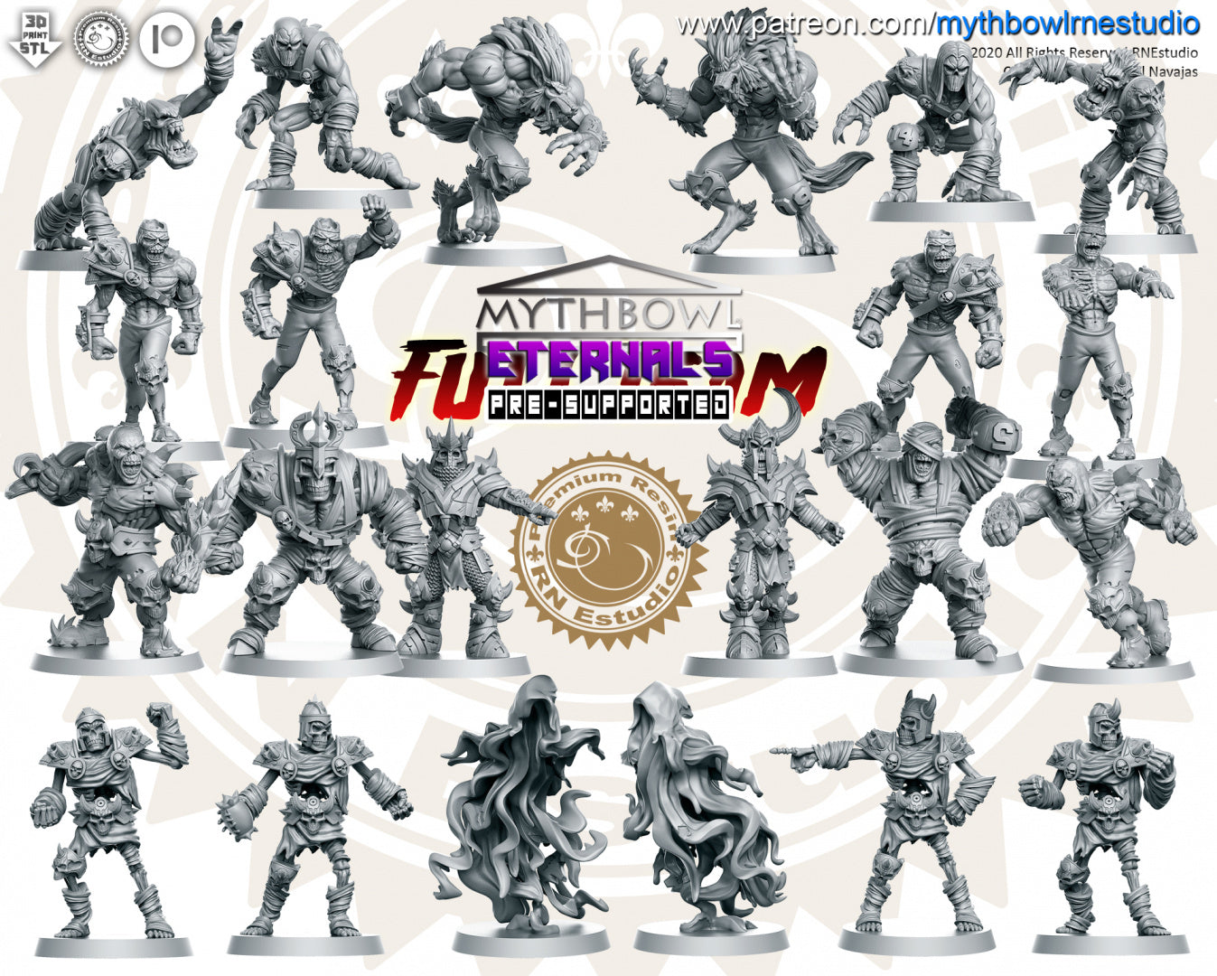 Eternals Miniatures (Full Team) | Mythbowl | Fantasy Miniature | RN Estudio