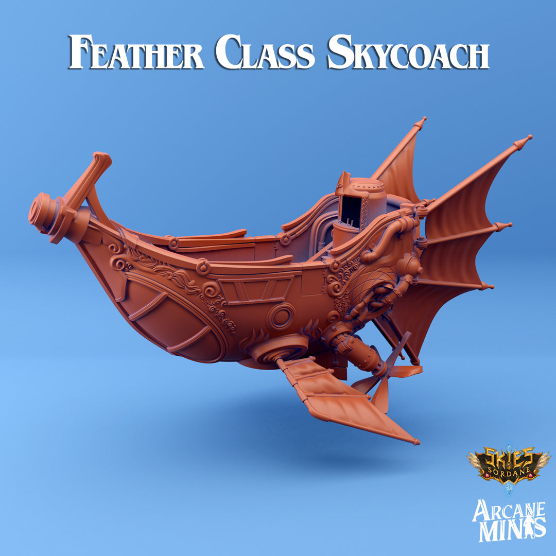 Feather Class Skycoach Airship | Skies of Sordane | Fantasy Miniature | Arcane Minis