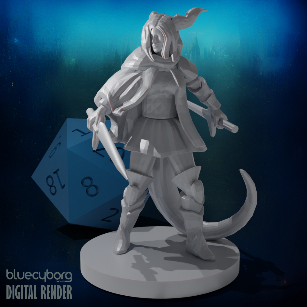 Female Half Dragon Fighter 28mm Scale Miniature