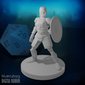 Female Human Cleric Shield and Studded Leather 28mm Scale Miniature