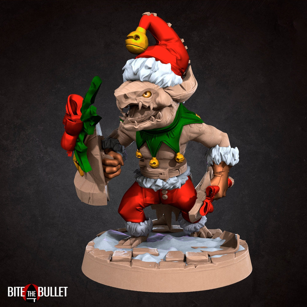 Festive Kobold Warrior | Bullet Town Christmas | Fantasy Miniature | Bite the Bullet