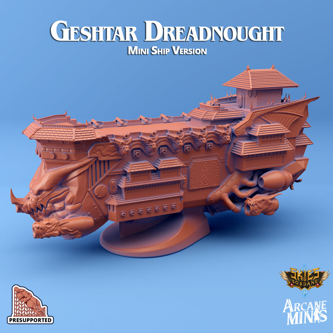 Geshtar Dreadnought Airship | Skies of Sordane | Fantasy Miniature | Arcane Minis