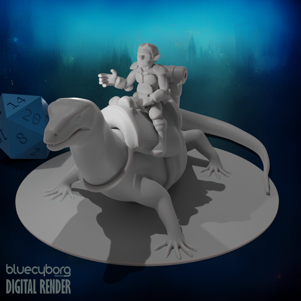 Gnome Warlock on Lizard Mount 28mm Scale Miniature