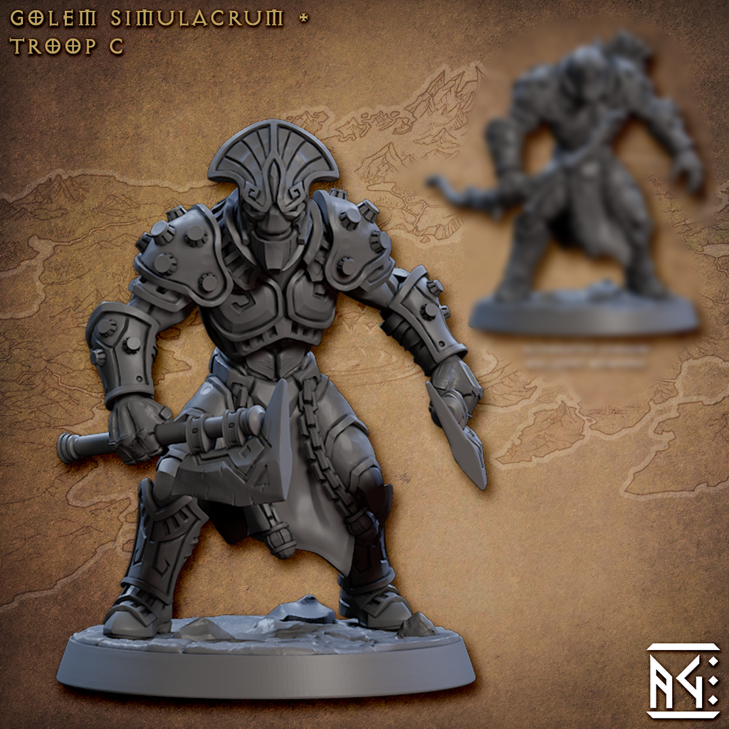Golem Trooper Miniatures | Golem Simulacra | Fantasy D&D Miniature | Artisan Guild