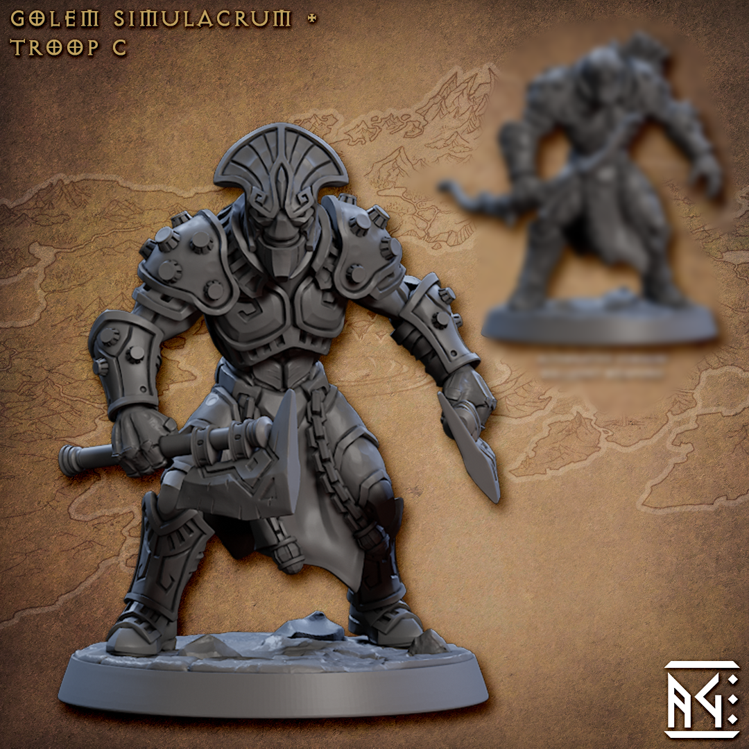 Golem Trooper Miniatures | Golem Simulacra | Fantasy D&D Miniature | Artisan Guild