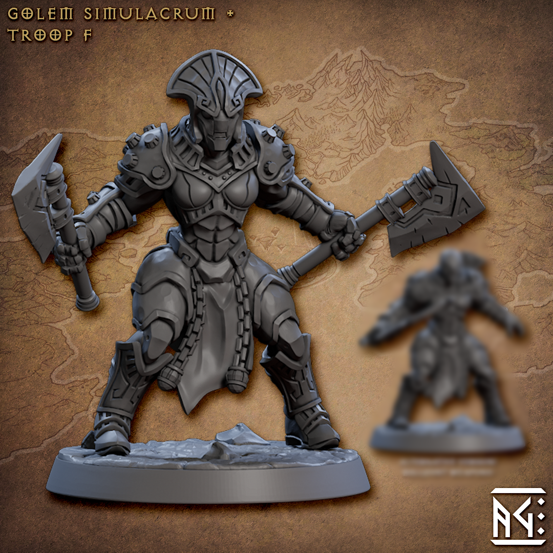 Golem Trooper Miniatures | Golem Simulacra | Fantasy D&D Miniature | Artisan Guild