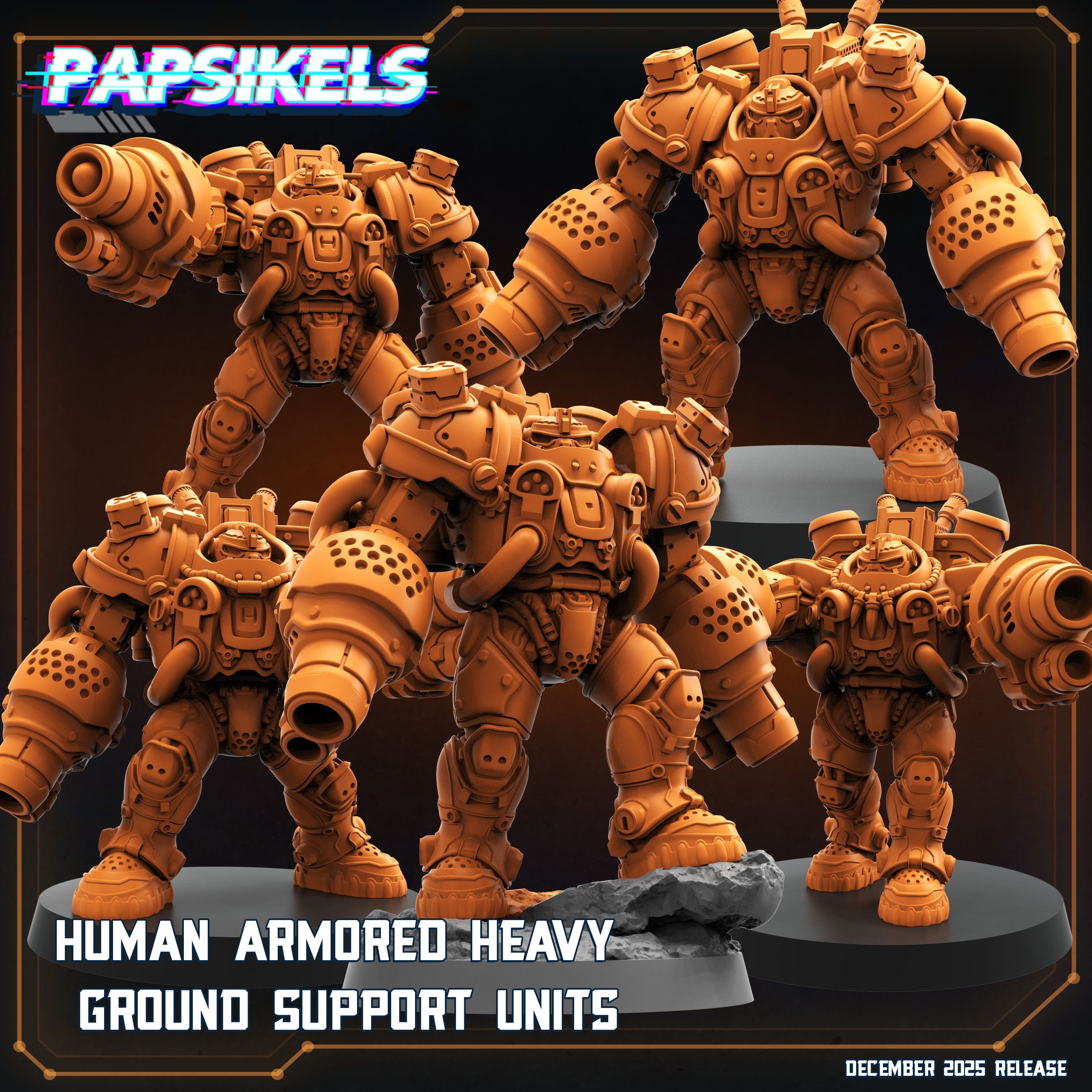 Human Armored Heavy Ground Units - Starcraft Inspired | Papsikels | Hive Wars | 28mm or 32mm Scale | Resin Miniatures