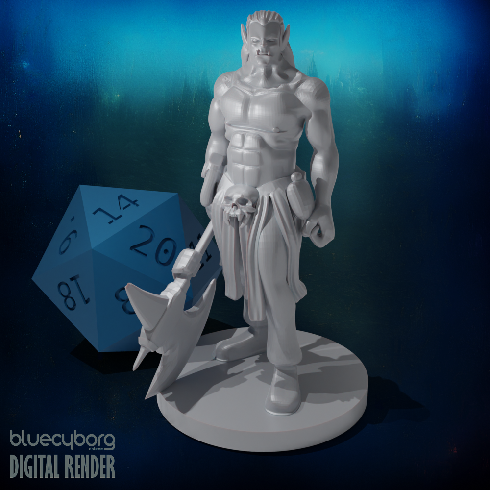 Half Orc Male Barbarian 28mm Scale Miniature