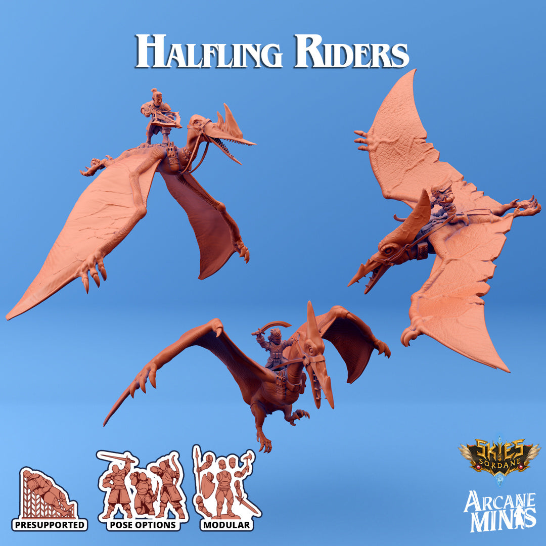Halfling Riders | Skies of Sordane | Fantasy Miniature | Arcane Minis