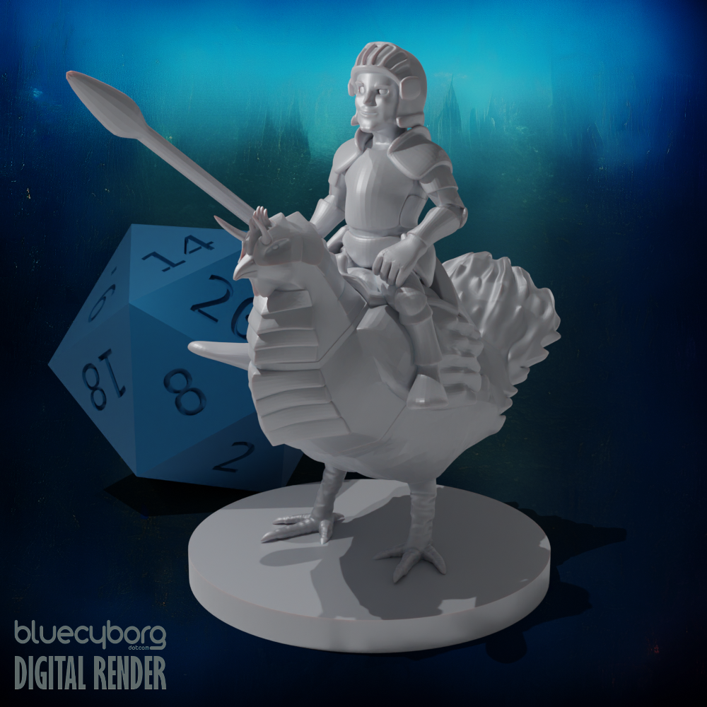 Halfling Cavalier with War Chicken 28mm Scale Miniature