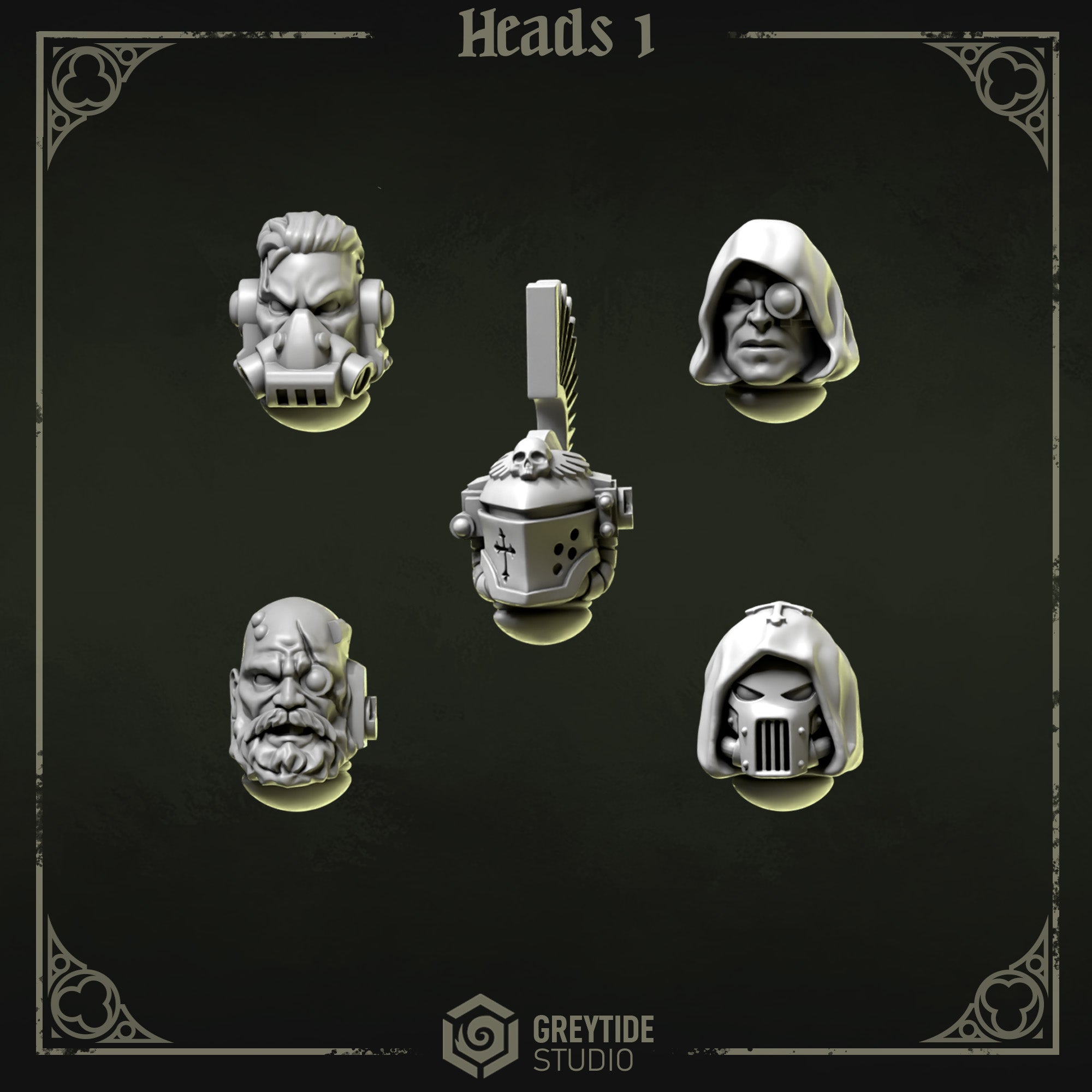 Heads & Helmets | Eternal Pilgrims | Conversion Bits For 28mm 32mm Sci-fi Marines
