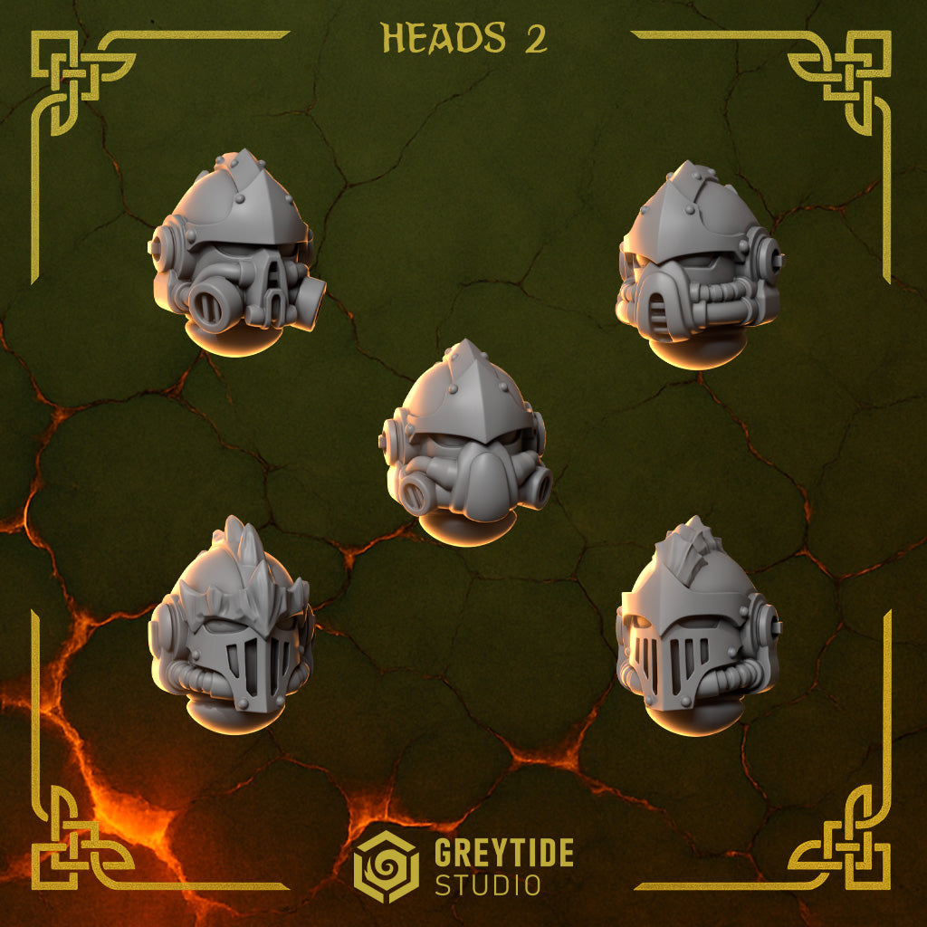 Heads Pack 2 Anvil Wardens Conversion Bits For 28mm 32mm Sci-fi Space Knights
