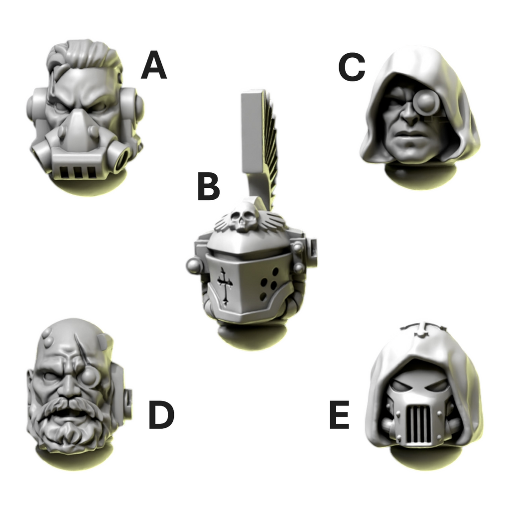 Heads & Helmets | Eternal Pilgrims | Conversion Bits For 28mm 32mm Sci-fi Marines