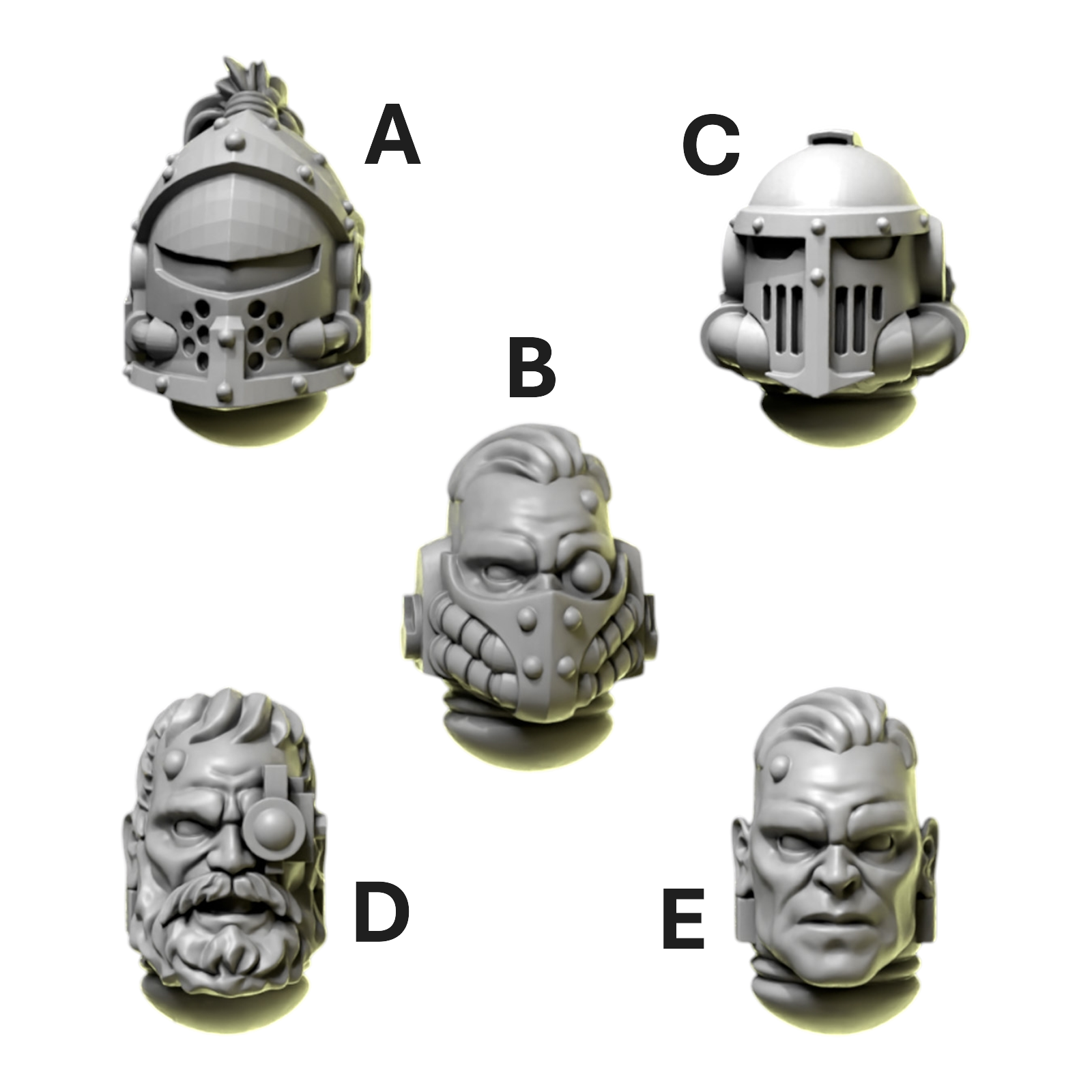 Heads & Helmets | Eternal Pilgrims | Conversion Bits For 28mm 32mm Sci-fi Marines