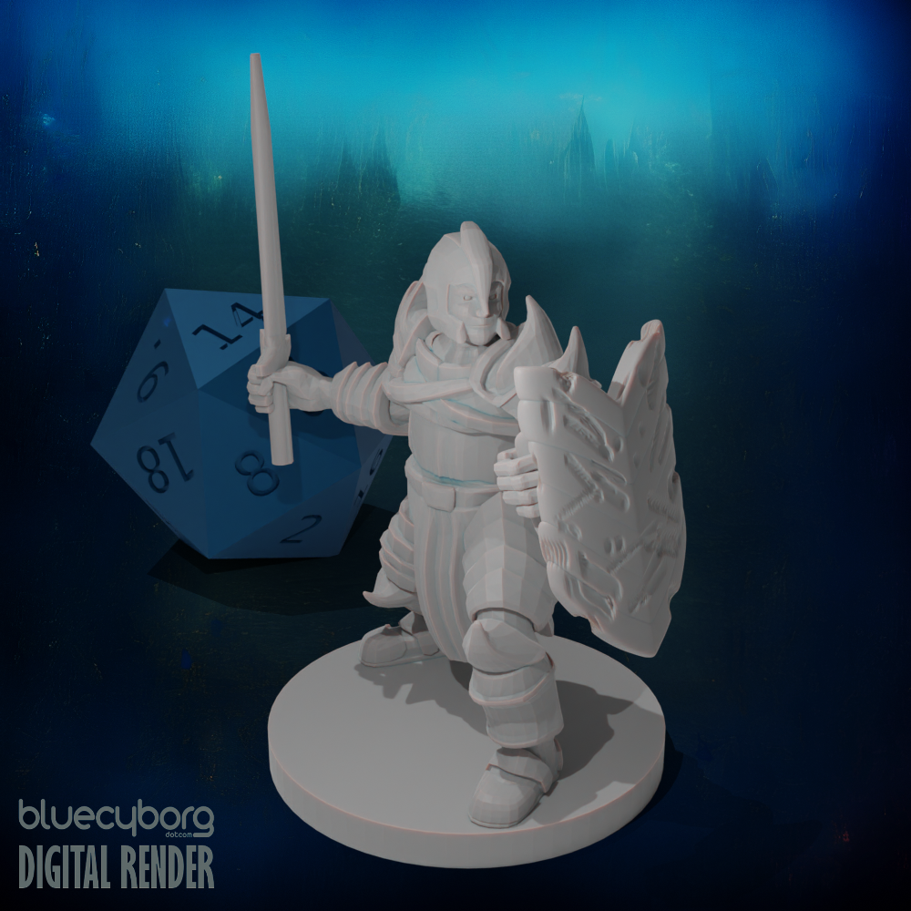 Helm Paladin Fancy Armor Cut up Shield 28mm Scale Miniature