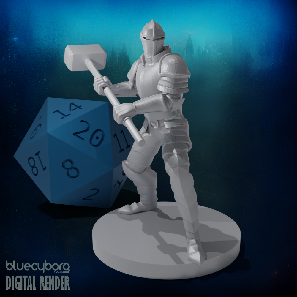 Helmed Great Weapon Fighter with Maul 28mm Scale Miniature