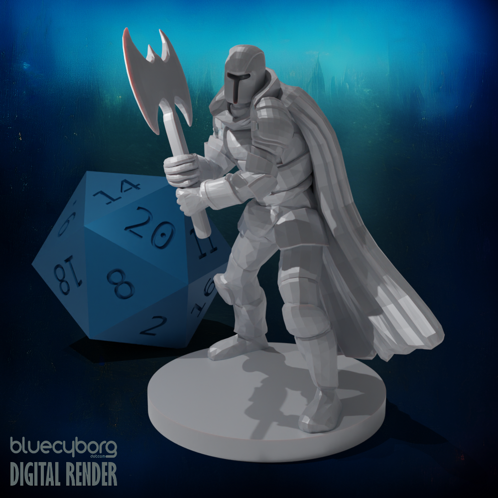 Helmed and Leaf Cape Great Weapon Fighter 28mm Scale Miniature