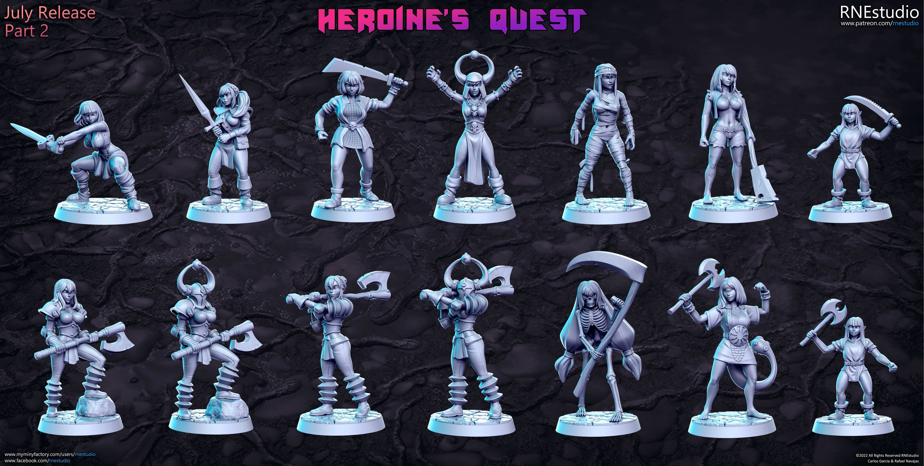 Heroine's Quest Miniatures (Full Set) | Fantasy Miniature | RN Estudio