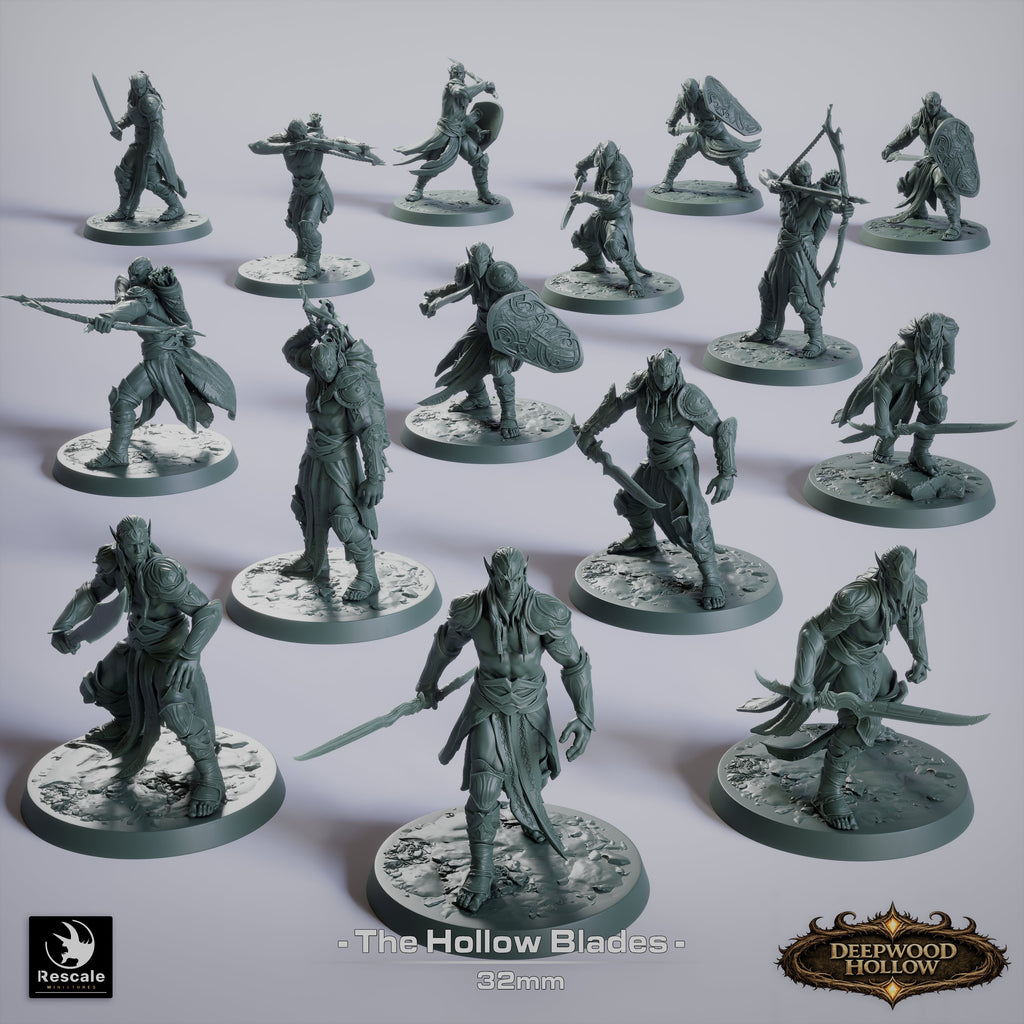 ⚔️ Pack: Dark Elves - The Hollow Blades | 15-Pack 12K Resin 32mm Warband 🗡️
