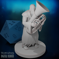 Homeless Human Male Bard with Tuba 28mm Scale Miniature