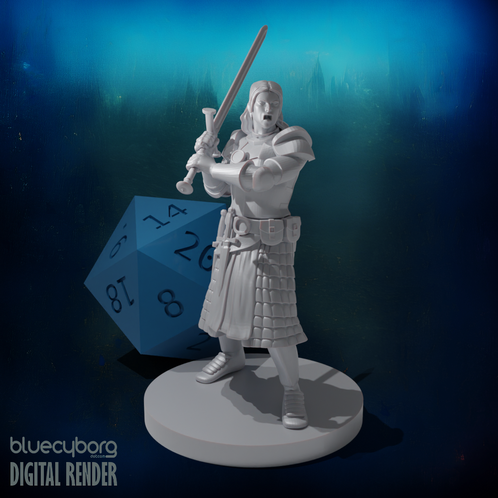 Human Female Great Weapon Fighter 28mm Scale Miniature