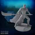 Human Helmed Fighter with Glaive 28mm Scale Miniature