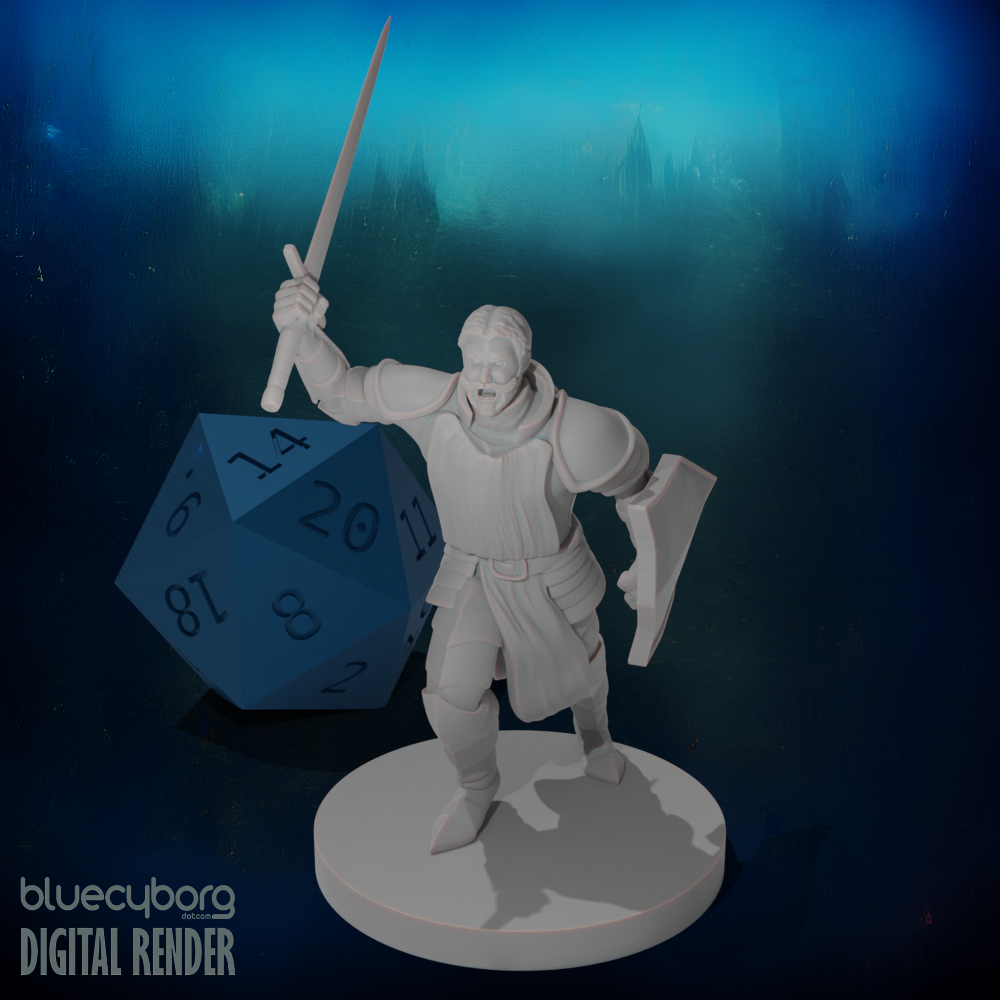 Human Male Paladin Charging 28mm Scale Miniature
