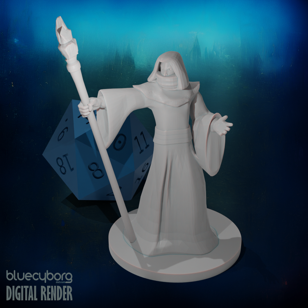 Human Male Psion Diamon Staff 28mm Scale Miniature