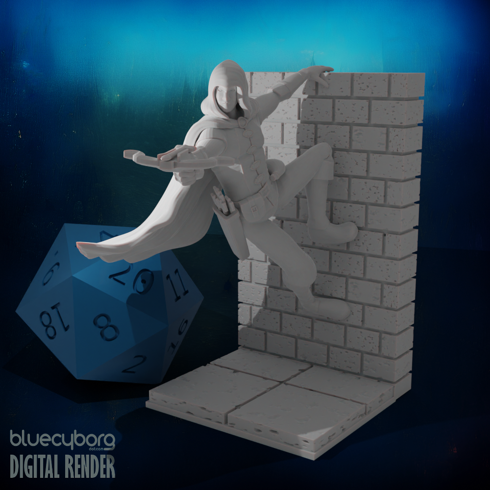 Human Male Ranger on Wall with Crossbow 28mm Scale Miniature