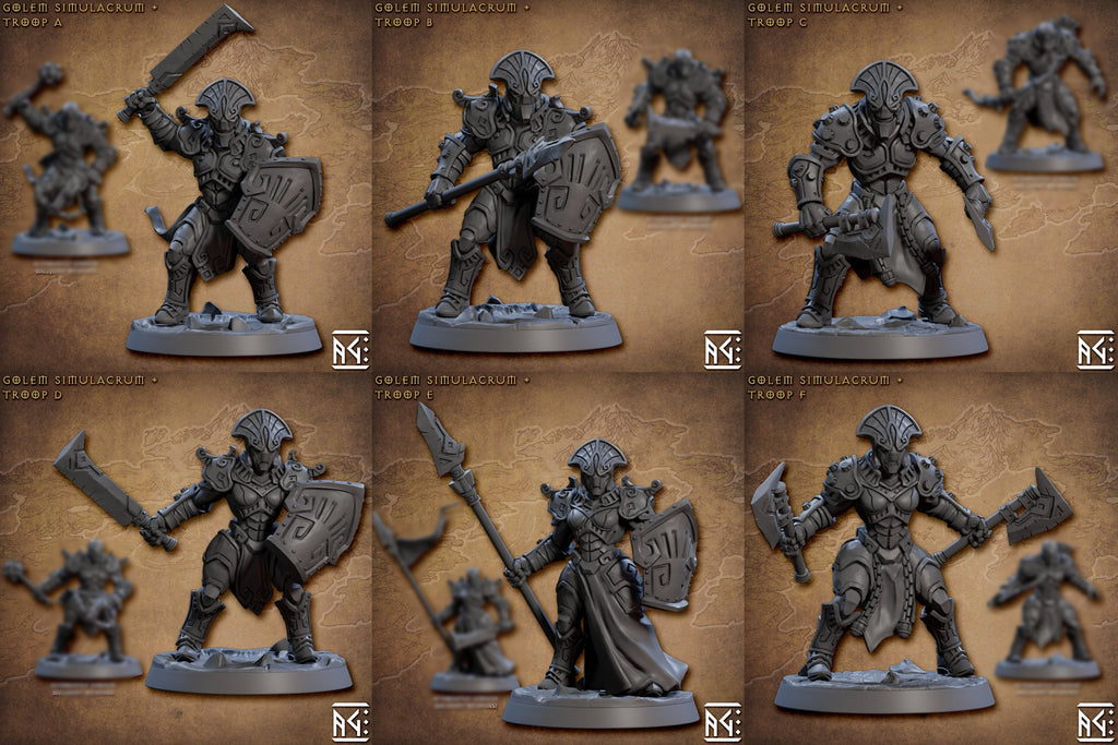 Golem Trooper Miniatures | Golem Simulacra | Fantasy D&D Miniature | Artisan Guild