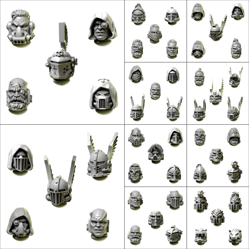 Heads & Helmets | Eternal Pilgrims | Conversion Bits For 28mm 32mm Sci-fi Marines
