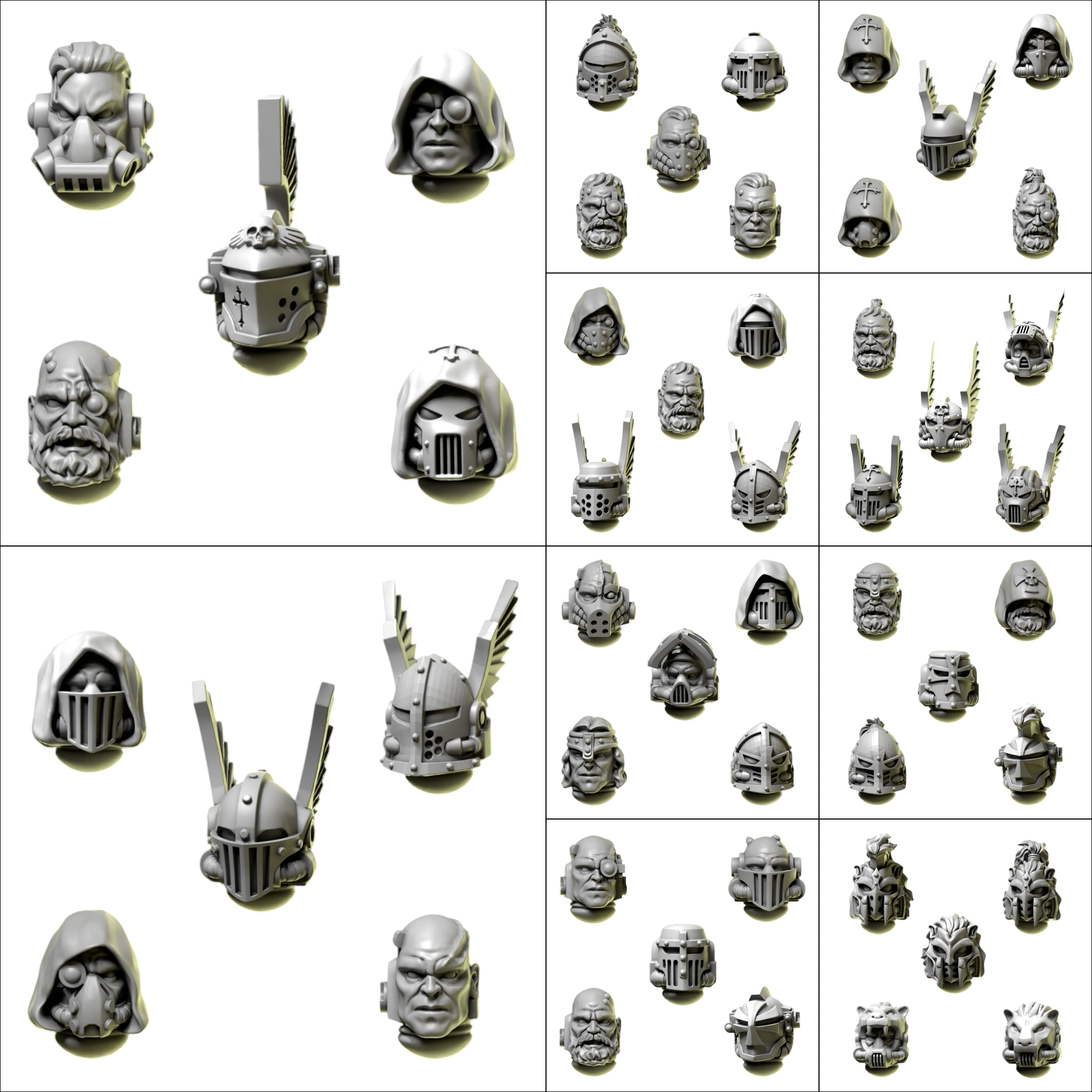 Heads & Helmets | Eternal Pilgrims | Conversion Bits For 28mm 32mm Sci-fi Marines