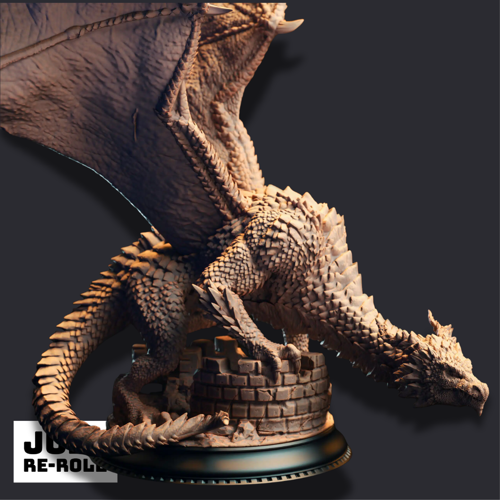 Azmordion the Ever-Prideful – Adult Silver Dragon - 3D Monster Miniature