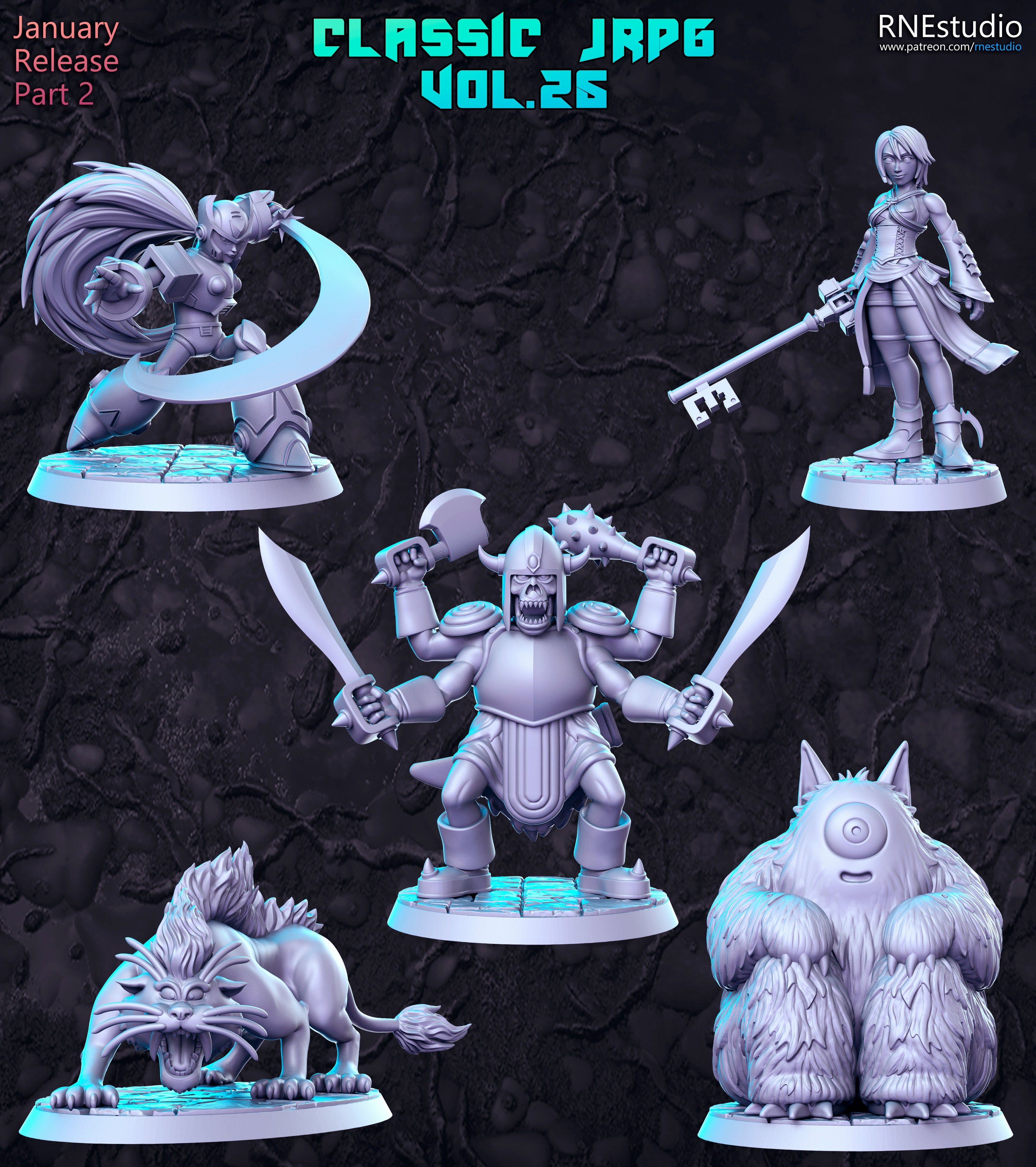 Classic JRPG Vol 25 Miniatures (Full Set) | Fantasy Miniature | RN Estudio