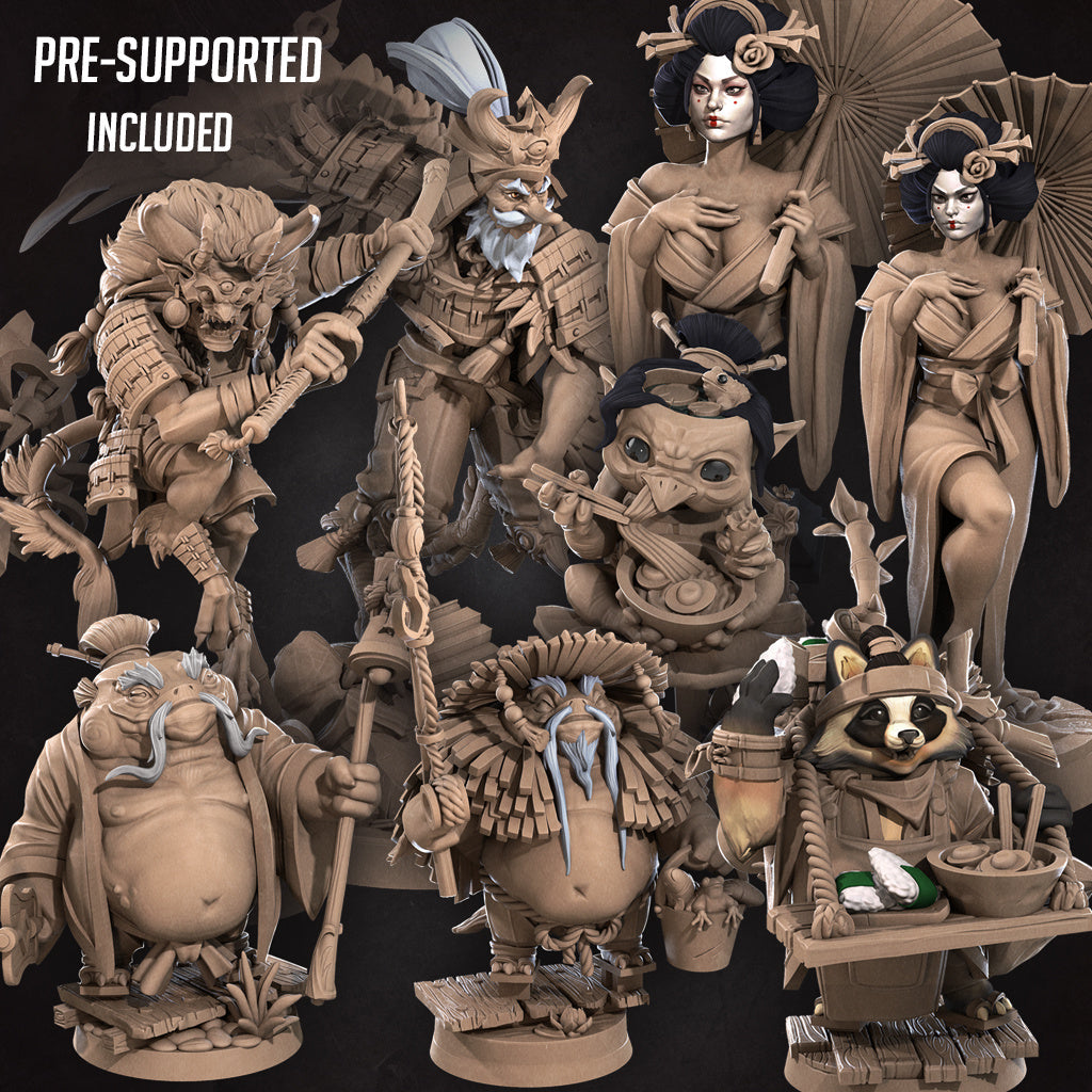 Japanese Bullet Town Miniatures (Full Set) | Fantasy Miniature | Bite the Bullet