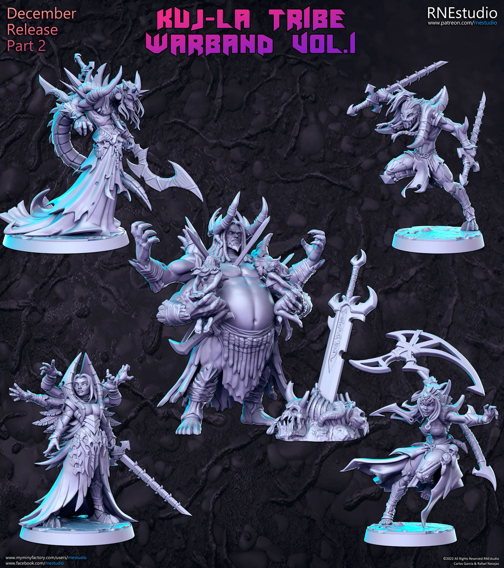 Kuj-La Tribe Warband Miniatures (Full Set) | Fantasy Miniature | RN Estudio