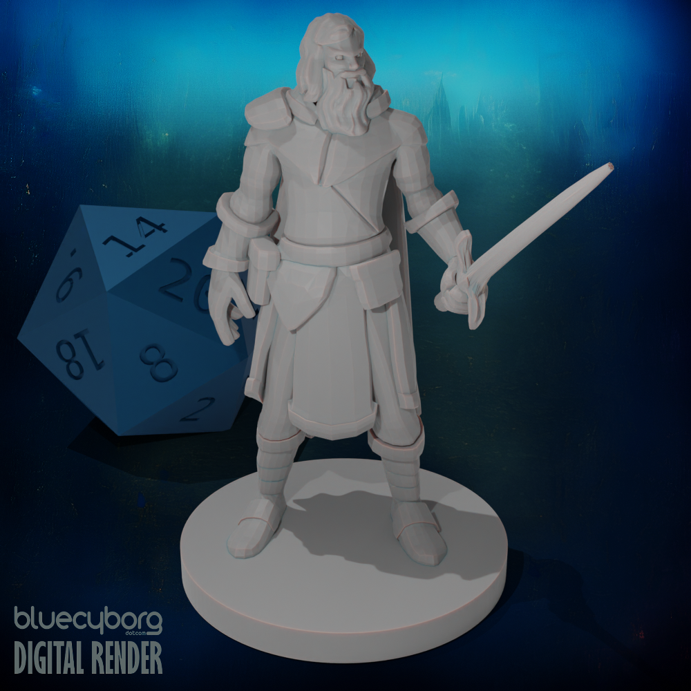 Left Handed Paladin in Light Armor 28mm Scale Miniature