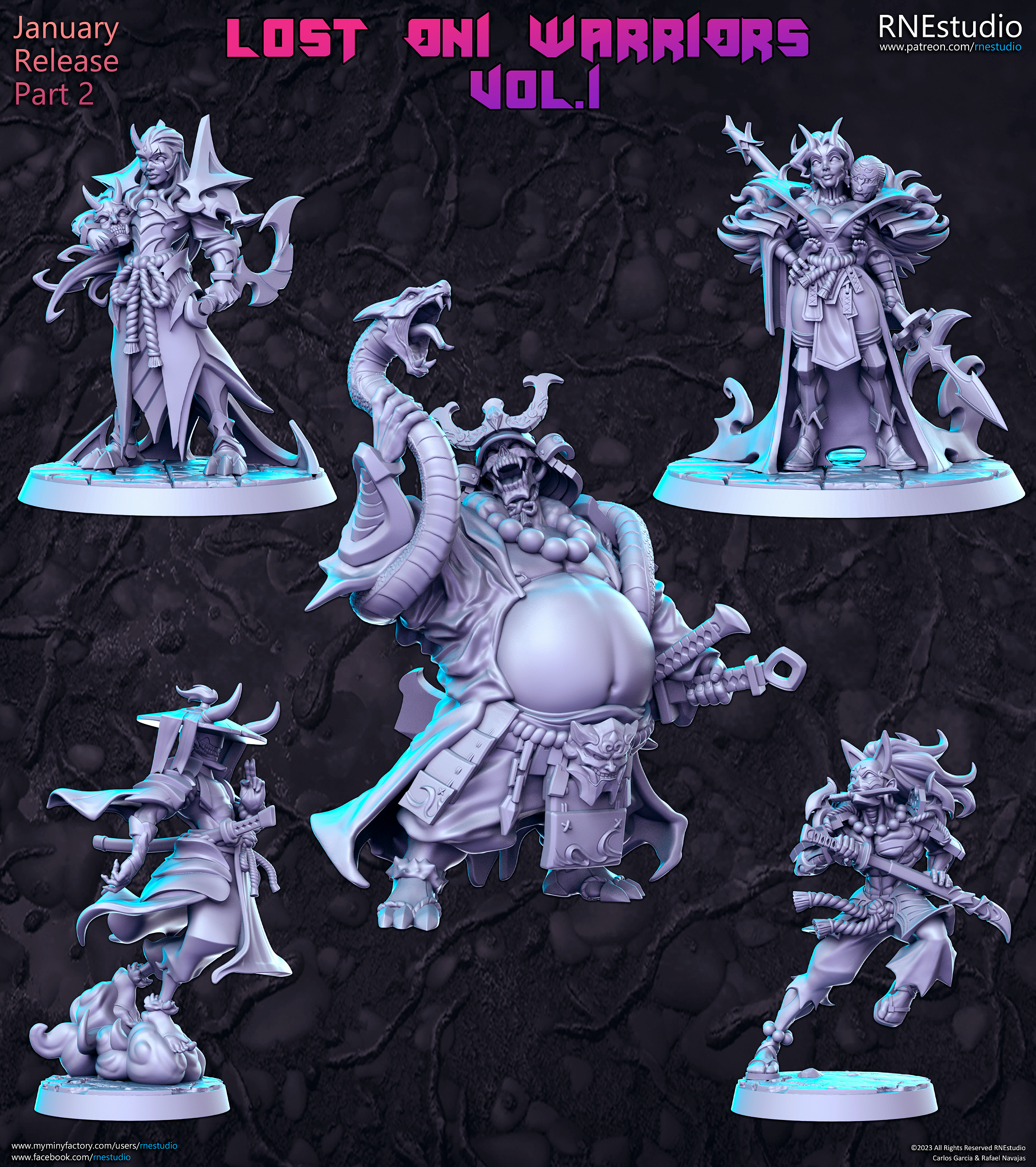 Lost Oni Warriors Miniatures (Full Set) | Fantasy Miniature | RN Estudio