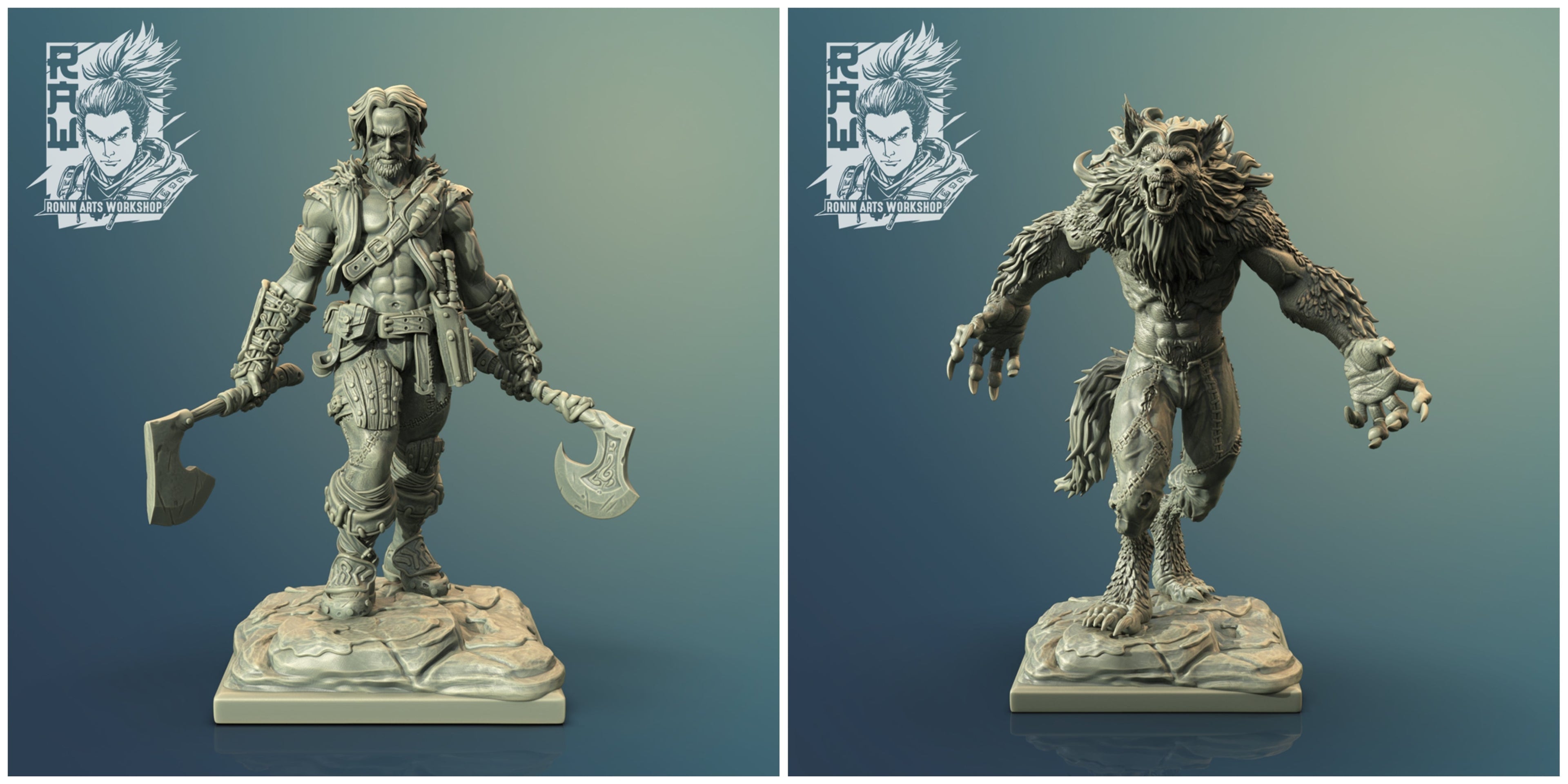 Lucano (Both Forms) | RAW June 22 | Fantasy Miniature | Ronin Arts Workshop