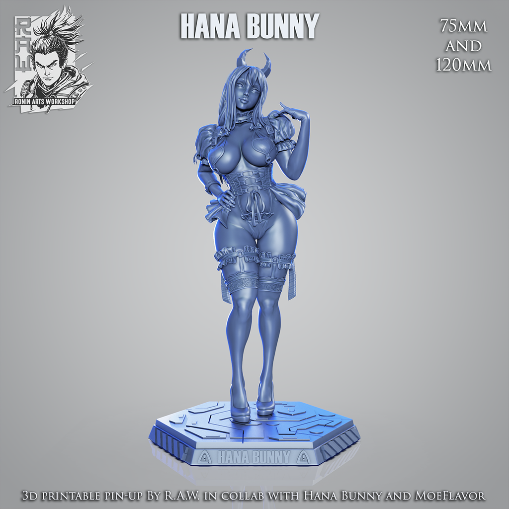 Hana Bunny | Pin-Up Statue Fan Art Miniature Unpainted | Ronin Arts Workshop