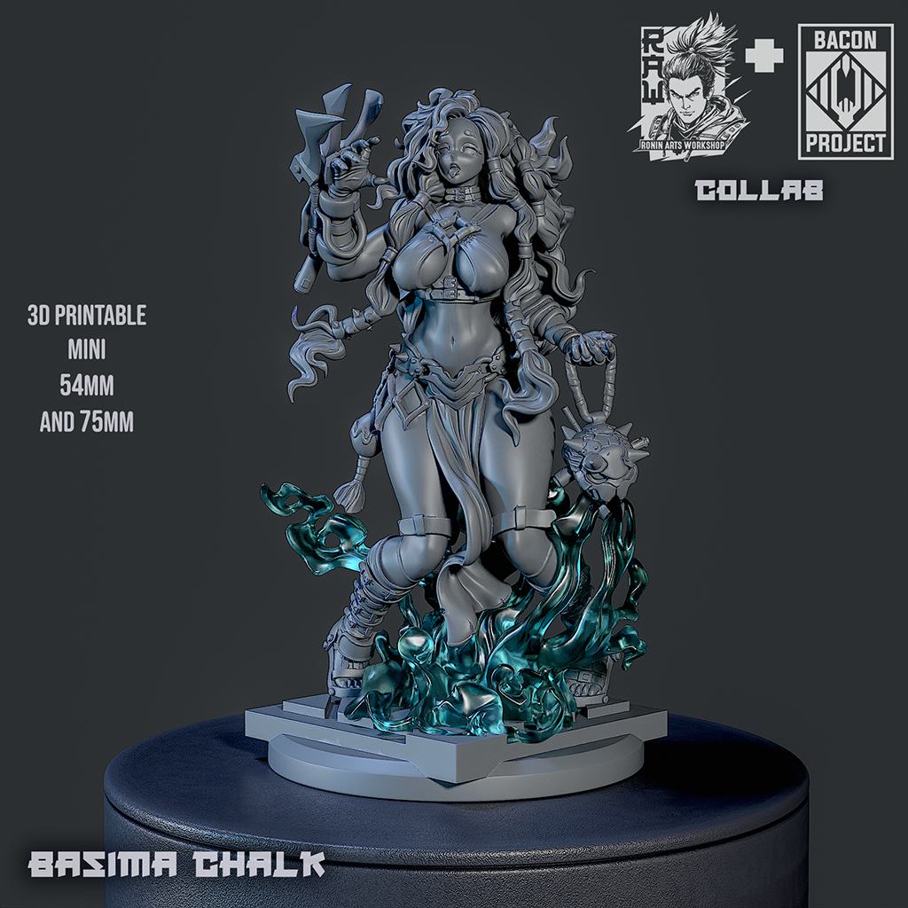 Shaman Priestess Basima Chalk | Pin-Up Statue Fan Art Miniature Unpainted | Ronin Arts Workshop