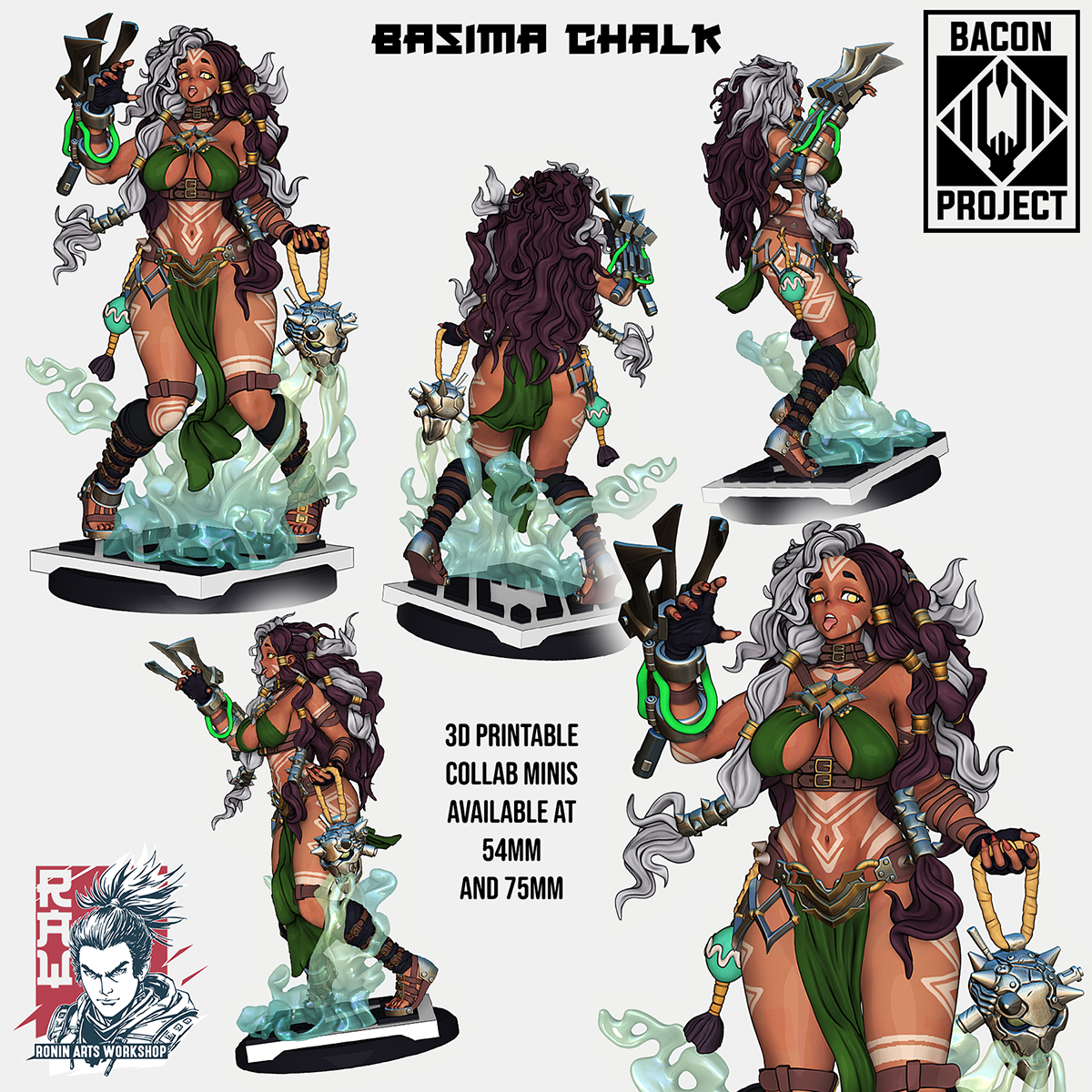 Shaman Priestess Basima Chalk | Pin-Up Statue Fan Art Miniature Unpainted | Ronin Arts Workshop