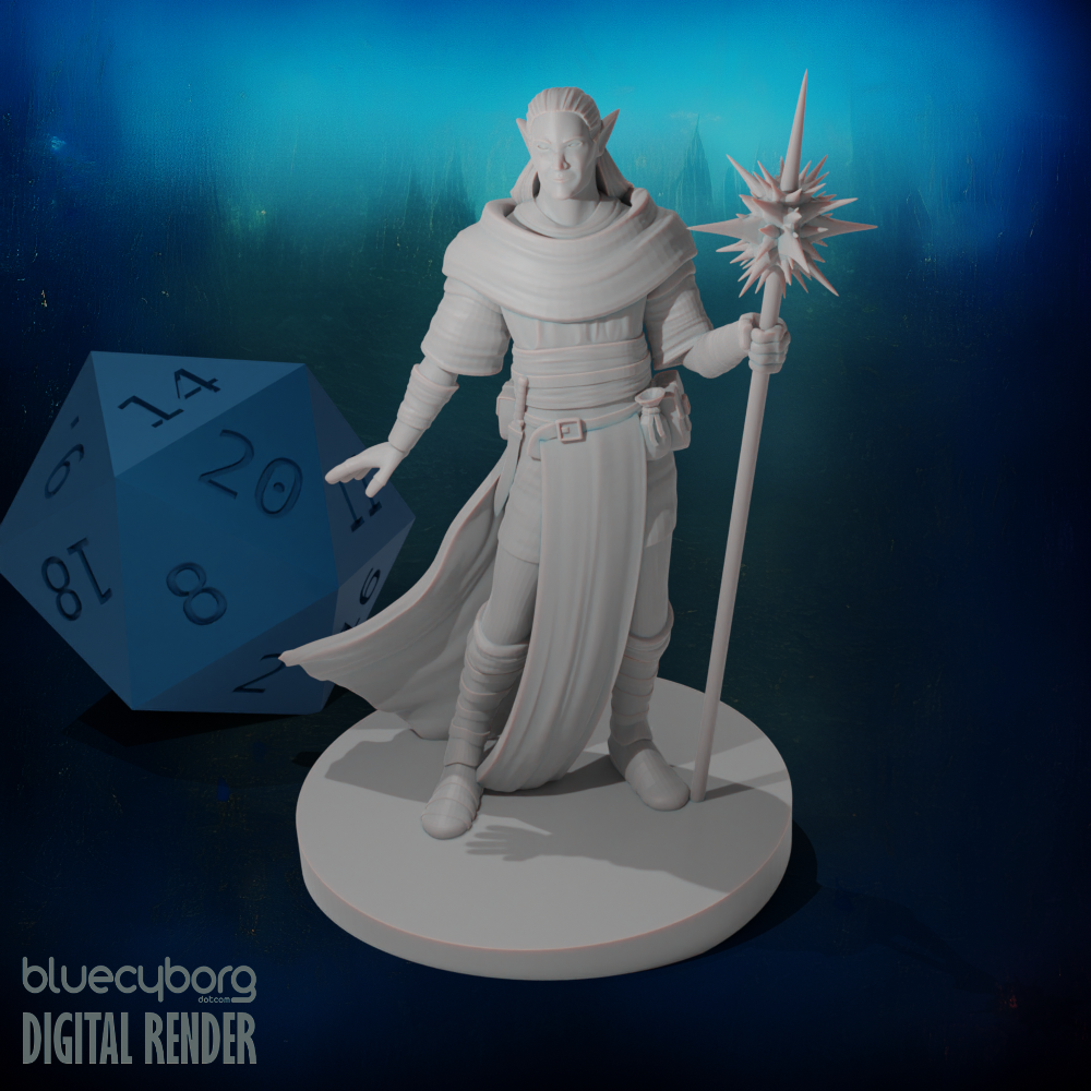 Male Elf Druid 4 28mm Scale Miniature
