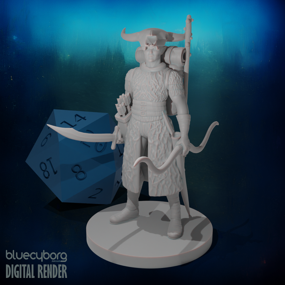 Male Elf Druid with Skull Helm 28mm Scale Miniature