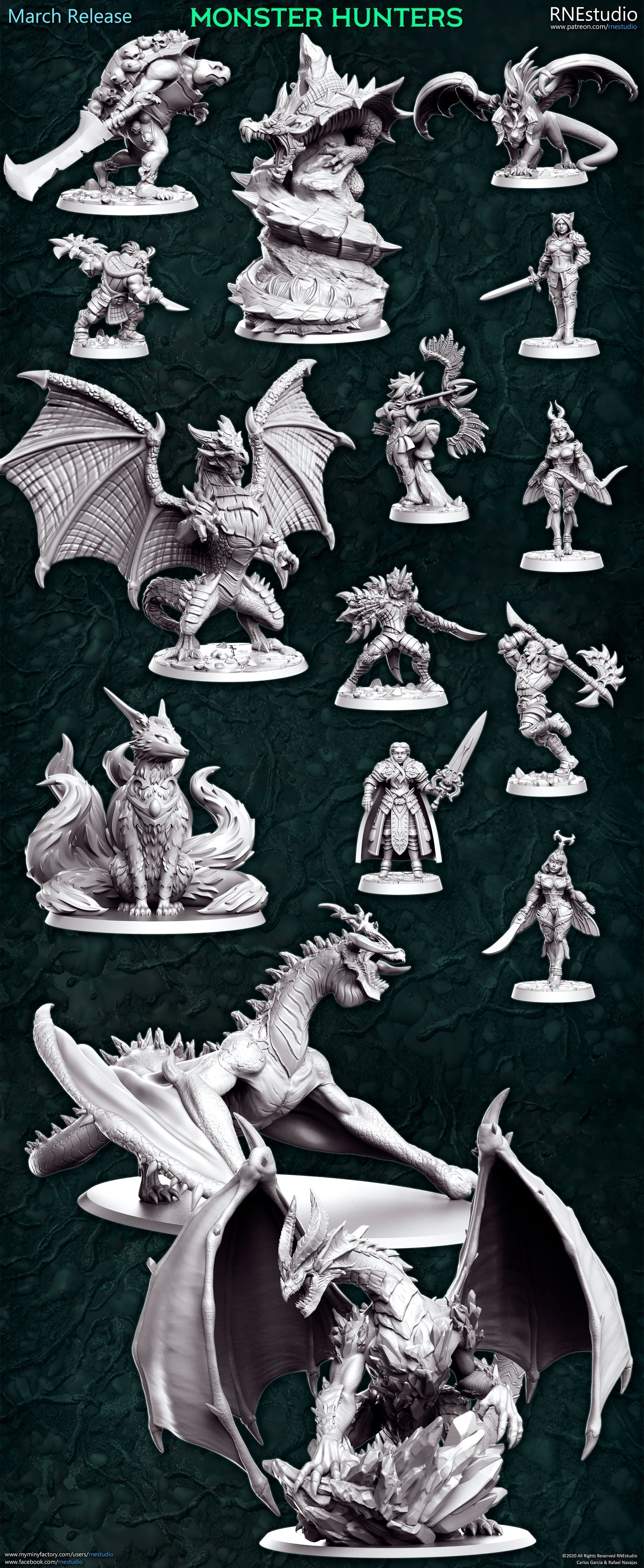 Monster Hunters Miniatures (Full Set) | Fantasy Miniature | RN Estudio