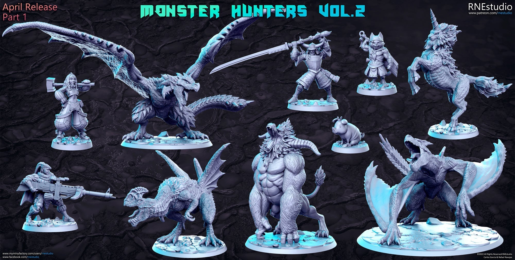 Monster Hunters Vol 2 Miniatures (Full Set) | Fantasy Miniature | RN Estudio