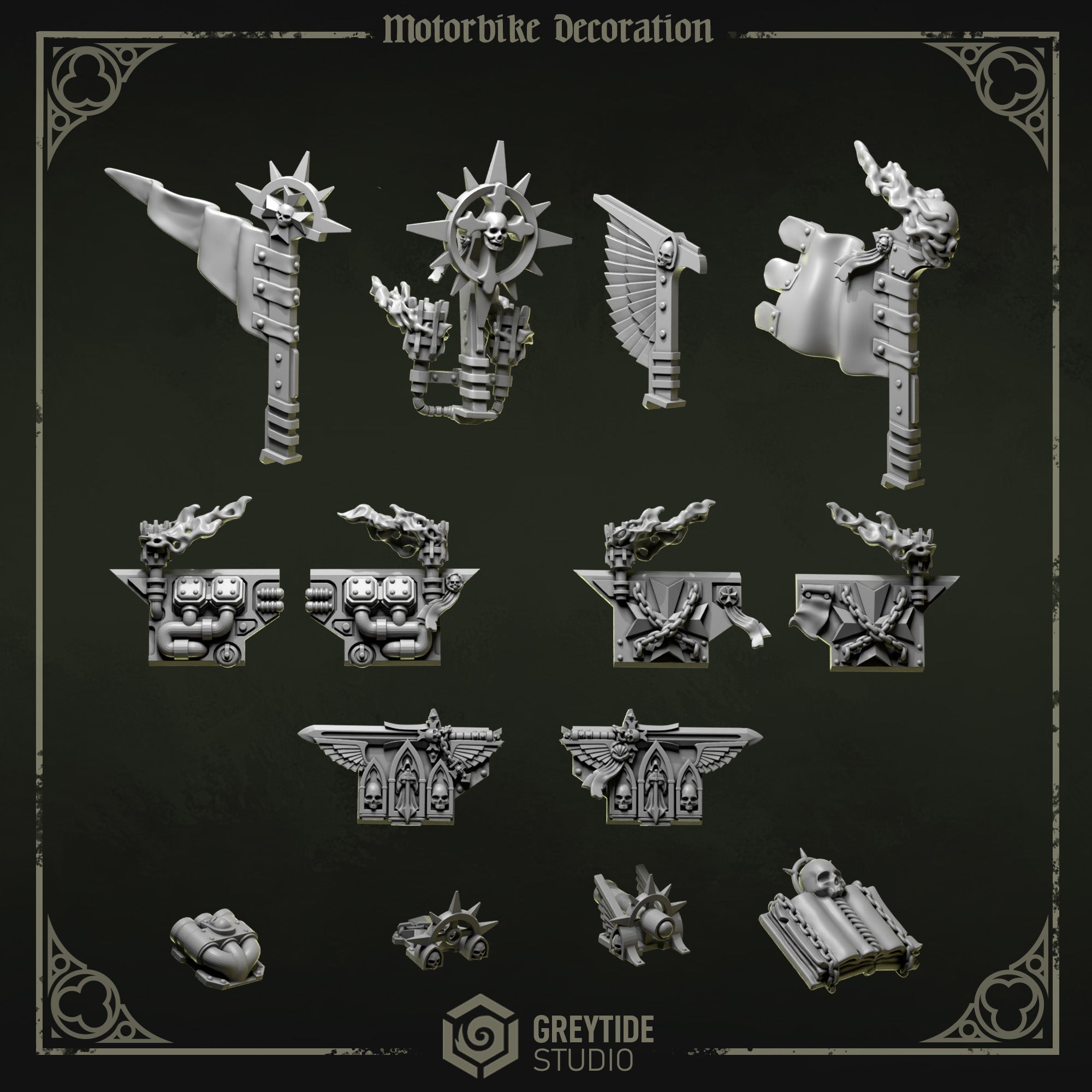 Bike Pack | Eternal Pilgrims | Conversion Bits For 28mm 32mm Sci-fi Marines
