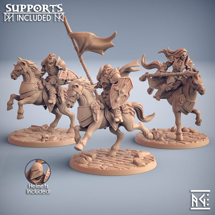 Mounted Fighter Miniatures | Human Fighters Guild | Fantasy D&D Miniature | Artisan Guild