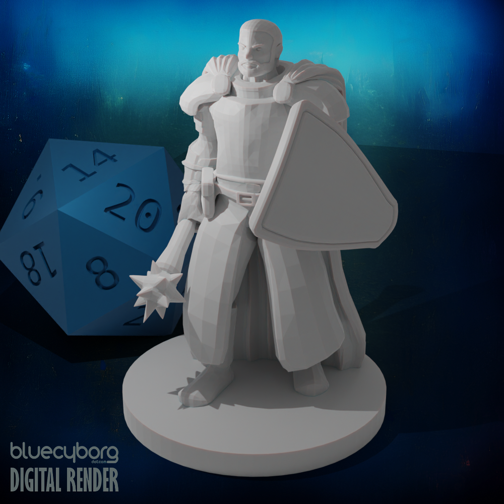 Noble Cleric Mace and Shield 28mm Scale Miniature