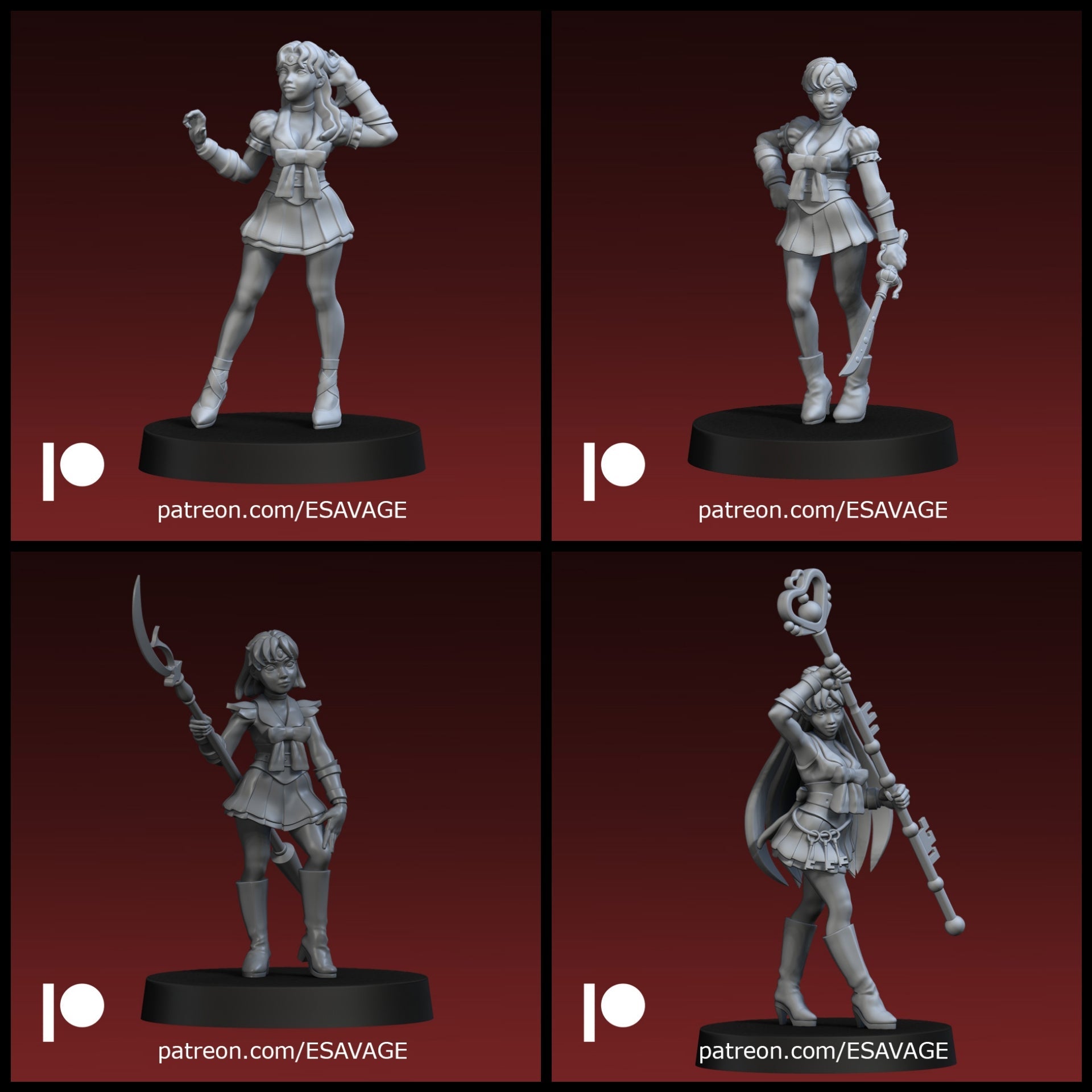 Outer Scout Miniatures | Sailor Scouts | Fantasy Miniature | Ethan Savage Studios